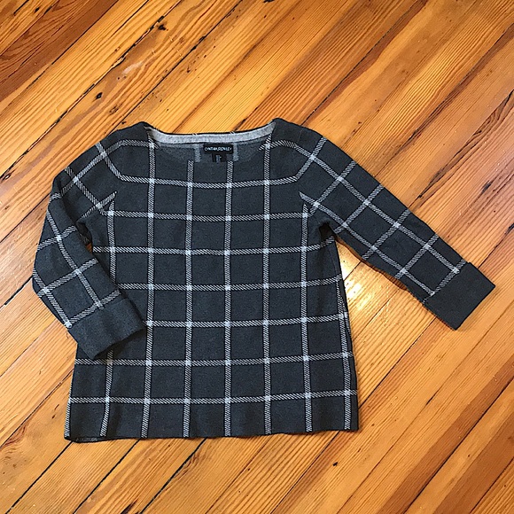 Cynthia Rowley Dark Grey and White Plaid Sweater ✿ - Picture 2 of 6